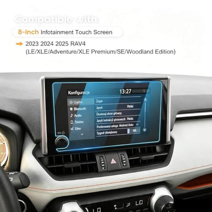 LFOTPP For 2023-2025 RAV4 Screen Protector 8" for RAV4 (LE/SE/XLE/XLE Premium/Woodland) accessories 8 inch Touchscreen 9H Glass Infotainment Touch Screen Anti-Fingerprint-HD