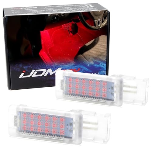 iJDMTOY Brilliant Red LED Compartment Glove Box or Footwell Lights Compatible with Volkswagen Jetta GTI Altas CC Eos, Powered by 3W 18-SMD LED Lights, Replace OEM Incandescent Lamps - style: Red