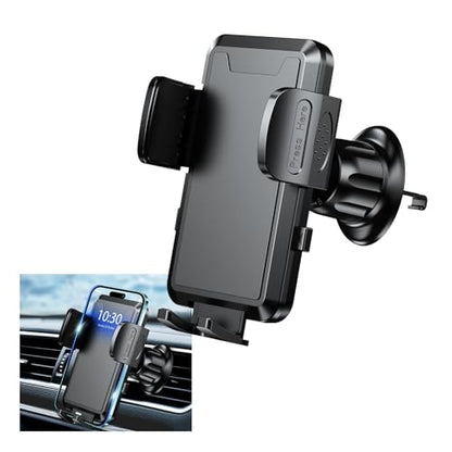 360° Rotation Car Phone Holder Vent,Car Vent Phone Mount with Retractable Hook & One-Hand Release Button for Secure Mounting,Anti-Slip & Anti-Shake Phones Holders for Your Cars