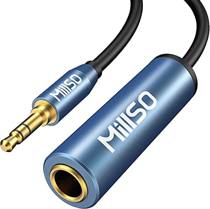 MillSO 1/4 to 3.5mm Headphone Adapter 16 FT TRS 6.35mm Female to 3.5mm Male - color: Blue, size: 16 FT