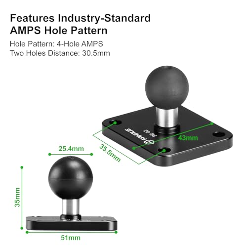 FANAUE Aluminum 1" Ball Mount/AMPS Plate for B-Size Arm & Phone Holder