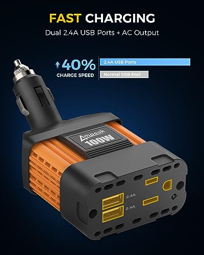 Ampeak 100W Car Power Inverter, 12V DC to 110V AC, Cigarette Lighter Plug - color: 100W Car Inverter