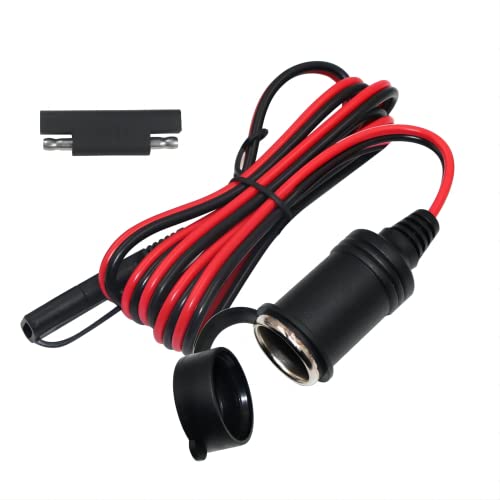 SAE to Motorcycle Female Cigarette Lighter Socket - 12V-24V Bike Power Extension Cable 6FT SAE 2 Pin Quick Release Connect Disconnect Plug 16AWG Heavy Duty Extension Cord (1 Pack) - size: 1 PACK