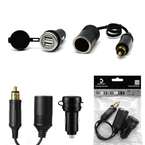 Cliff Top Extended Hella DIN Motorcycle Dual USB Cigarette Lighter Adapter - color: DIN to Cigarette Adapter + Dual USB Charger