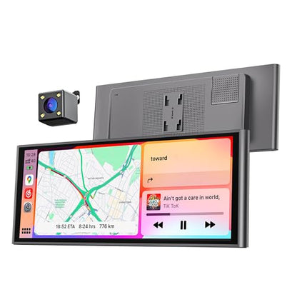 9.26" Wireless Portable Carplay Screen for Apple Car Play Android Auto OTA - color: Gray