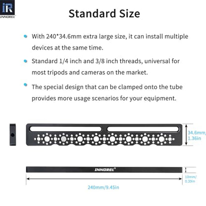 INNOREL TB2403 Car Headrest Mount Camera Monitor Bracket 1/4" Screw Shooting Extension Bracket for Installing Camera Cage, Car Headrest ARRI Camera Accessories Inside Vehicle