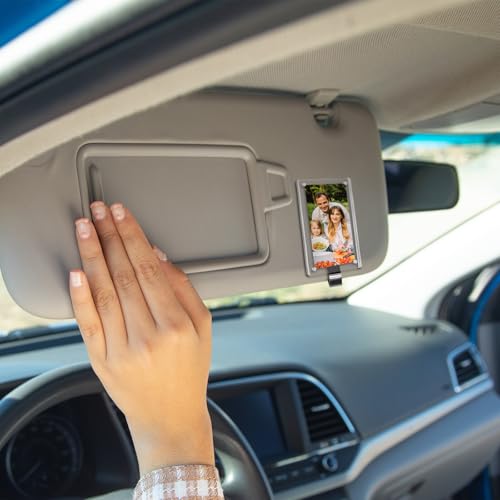 Car Sun Visor Photo Holder, Magnetic Car Picture Frame, Universal Car Visor Clip for Add Personality to Your Vehicle (Transparent, 2.8 x 4.7) - size: 2.8 x 4.7
