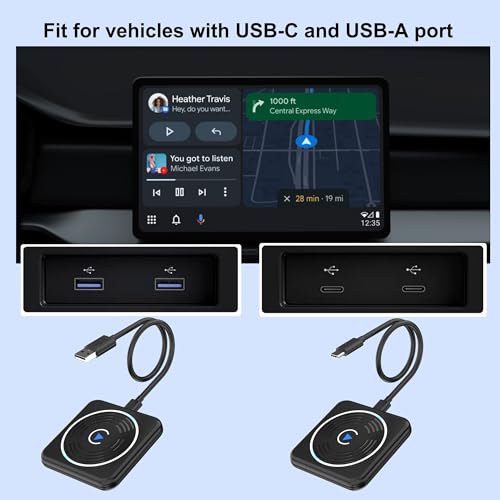 CarPlay Wireless Adapter, Wireless CarPlay Adapter for iPhone Converts Wired to Wireless CarPlay Dongle, Plug & Play Fit for Factory OEM Wired Apple CarPlay Cars from 2016 & iPhone iOS 10+ - style: rounded