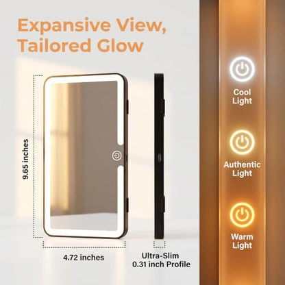 Car Sun Visor Vanity Mirror, Slim Makeup Mirror with Adjustable Straps