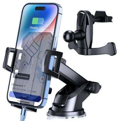 SUUSON Upgraded 3-in-1 Car Phone Holder Mount for Car, Carbon Black - color: Carbon Black