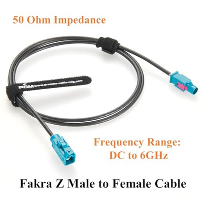 Rosenberger Fakra Z Cable Fakra Z Male Plug to Female RF Coaxial Cable 50 Ohm Vehicle Antenna Extension Cable 59Z114-000Z to 59Z113-000Z for ADAS, GPS Navigation, GMSL/FPD-Link Camera (1M/3.28FT) - size: 1M/3.28FT