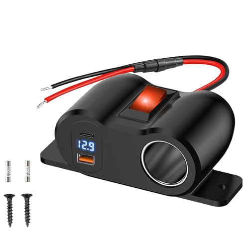 3-in-1 Cigarette Lighter Splitter USB C 36W QC 18W Voltmeter Switch Marine