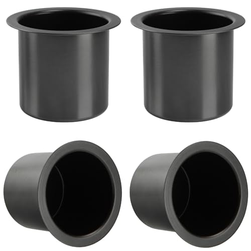4Pcs Drop-in Cup Holder,304 Stainless Steel Automotive Cup Holders,3.3inch Black Poker Table Drink Holder Dining Table Cinema Sofa Yacht Boats Cars Touring RV Car Drop-in Drink Cup Holder - size: Black,4pcs