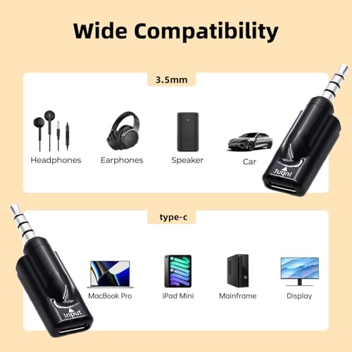 Poyiccot USB C to 3.5mm AUX Audio Adapter 2 Pack, USB-C Female to 3.5mm Male Adapter, Type C to AUX Jack 16bit/48kHz HiFi Stereo DAC Headphone Plug for iPhone 15, MacBook, Car Headphone, Black - style: 2 Pack Male to Female Black