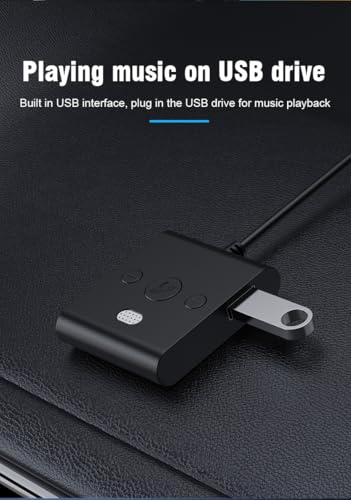 Bluetooth 5.4 AUX Car Adapter， [Enhanced Connection & Noise Cancellation][Multifunction Button& Plug-and-Play],Bluetooth Receiver for Car Music/Hands-Free Calling/Stereo Audio - size: Square（4.9FT）