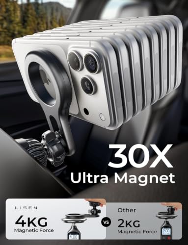 LISEN for Magsafe Car Mount, Strong Magnets Magnetic Phone Holders for Your Car, 360 Degree Adjustable Air Vent Hands Free Car Phone Holder Fit for iPhone 17-12 & All Smartphones, Silver - color: Silver