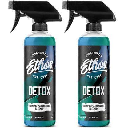 Ethos DETOX - Ceramic Coating Prep Spray, Panel Wipe, Glass Cleanser - Remove Your Old Ceramic Coating, Wax, or Sealant - Multi-Purpose Formula - Leaves Nothing But the Shine (16 OZ - 2PK) - size: 16 Fl Oz (Pack of 2)