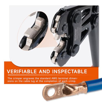 iCrimp Battery Cable Lug Crimping Tool for 8, 6, 4, 2, 1, 1/0 AWG