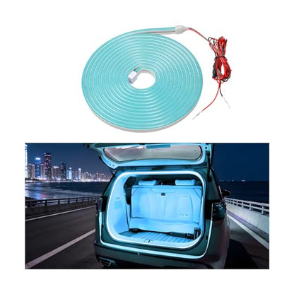 Car Trunk LED Strip Lights, 4M Dynamic Flowing Vehicle Trunk Ambient Strip Light, Flexible Waterproof Auto Neon Lighting Accessories, Universal for SUV Truck Motorcycle (Ice Blue) - color: Ice Blue