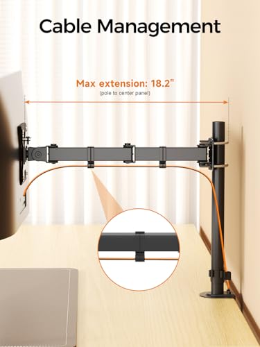 suptek Single Monitor Arm for Desk Mount Stand,Adjustable Monitor Arm for 13 to 32 inch Screen,Load Capacity 22lbs, Pole Adjustable Supports 0.8-2.4 Inch, VESA 75/100mm Black(MD6DBG) - size: Adjustable Pole Monitor Arm