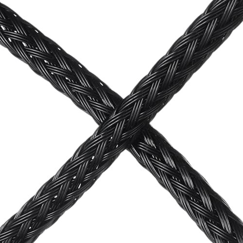 uxcell 10 Ft - 1/8 Inch Expandable Braided Cable Sleeving, PET Cable Management Wire Sleeve Cord Protector, Wire Wrap Loom Tube for TV Computer Audio, Office Home Devices, Black