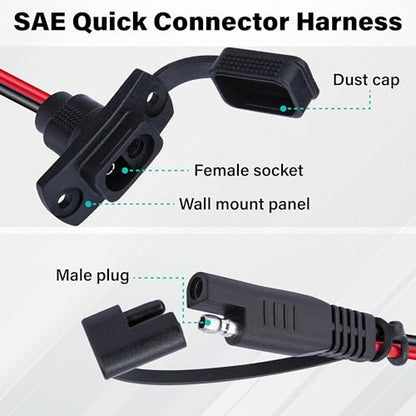 2 PCS SAE Connector Harness, 1FT 12AWG SAE Adapter, 12V Quick Connect