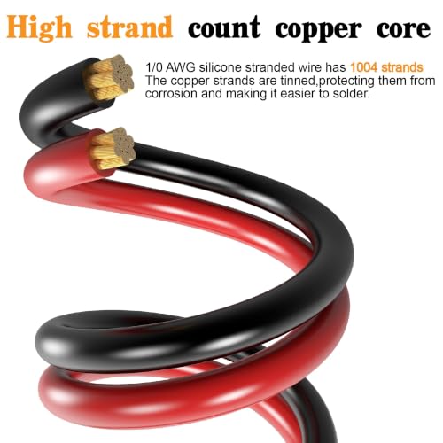 1/0 Battery Cable 0 Gauge Wire with 250A Fuse Holder & Terminals Kit,40ft - color: W/ ANL fuse holder