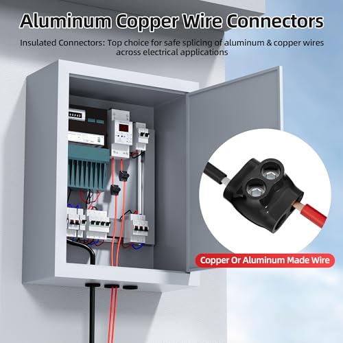 DaierTek Insulated Multi Tap Connector, 2/0-6 AWG Wire Connectors, 2 Ports Dual Side Entry Aluminum to Copper Wire Connectors with Slotted Allen Hex, Electrical Connectors, Wire Tap, 5 Pack - size: Dual Side 2/0-6 AWG-5PCS