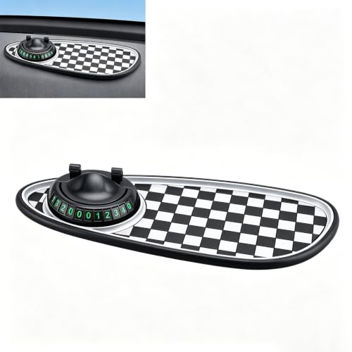 Universal Anti Slip Car Dashboard Mat, Rotatable Phone Holder Dashboard Pad, Non Sticky Temporary Parking Number Mat, Multifunctional Car Storage Pad for Phones Sunglasses Keys and Gadgets