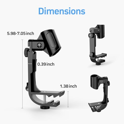 2 Pack Adjustable Drum Microphone Clips