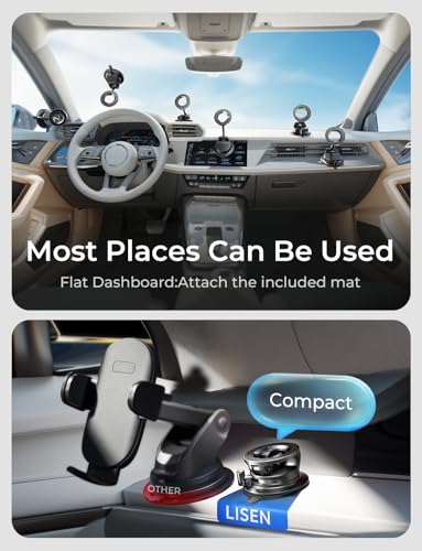 LISEN for Magsafe Car Mount, Magnetic Phone Holders for Your Car Vacuum, Phone Mount for Car Accessories for Women Men Jeep BMW, Suction Holder Kits, for iPhone 17 Pro Max 16 15 14 13 12,Carbon Fiber - color: Carbon Fiber