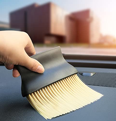 Car Interior Dust Brush, Ultra-Soft Scratch-Free Detailing Duster with High-Density Bristles, Ergonomic Dash Cleaning Tool for Air Vents, Center Console, Leather Seats & Keyboards (Yellow)
