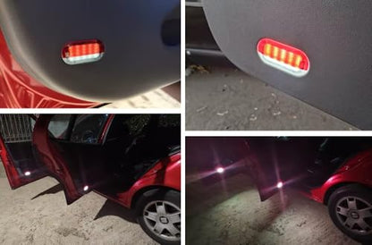 iJDMTOY Red/Clear Lens Full LED Side Door Courtesy Lamps Compatible With Volkswagen Golf R32 VR6 Jetta MK3 MK4 Beetle, By 18-SMD Red LED Lights & CAN-bus Error Free