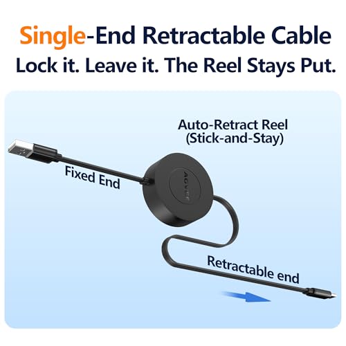 AGVEE 3ft Fixed / 2.3ft Extend Single-End Retractable USB C Cable - size: 3ft Fixed / 2.3ft Extend
