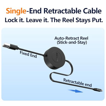 AGVEE 3ft Fixed / 2.3ft Extend Single-End Retractable USB C Cable - size: 3ft Fixed / 2.3ft Extend