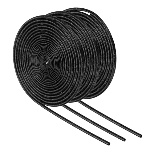 MECCANIXITY 3Pcs Wire Insulation Braid Fire Sleeve,9.8Ft-1.5mm ID Black, High Temp Silicone Coated Fiberglass Sleeving for Automotive Hose Lines Electrical Wiring - color: Black, size: 9.8Ft-1.5mm