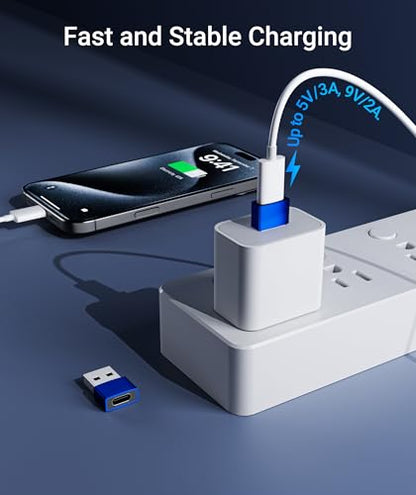 Syntech USB C to USB Adapter 3-Pack, Female to Male Converter, Aluminum - color: Blue