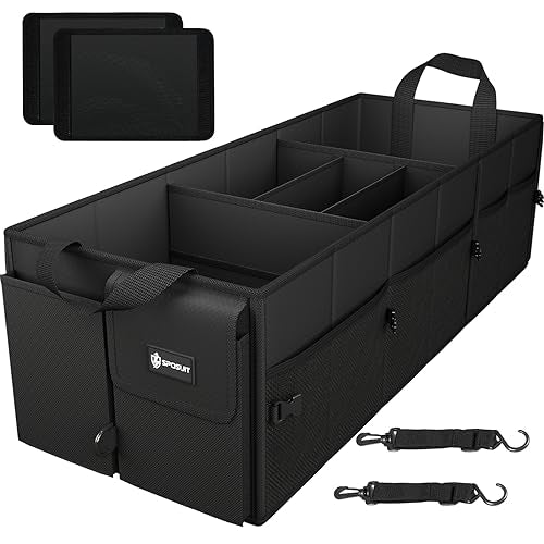 Sposuit Large Trunk Organizer - 98L Collapsible Car Storage Organizer - color: Black, size: XX-Large