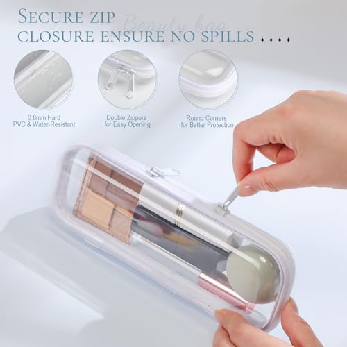 Sanwuta 6 Clear Hard Zipper Case, White, 7.87 x 2.56 x 1.57 Inch - color: White, size: 7.87 x 2.56 x 1.57 Inch
