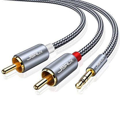 JSAUX RCA to 3.5mm Cable 6.6ft, 2RCA Male to Aux Audio Adapter HiFi Sound - color: Grey, size: 6.6ft