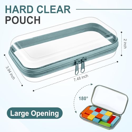 Sanwuta 6 Clear Hard Zipper Case, Blue-green, 7.48 x 3.94 x 2 Inch - color: Blue-green, size: 7.48 x 3.94 x 2 Inch