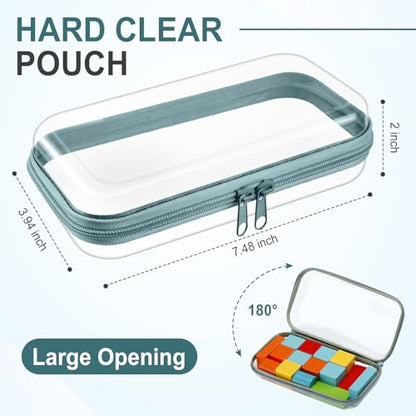 Sanwuta 6 Clear Hard Zipper Case, Blue-green, 7.48 x 3.94 x 2 Inch - color: Blue-green, size: 7.48 x 3.94 x 2 Inch