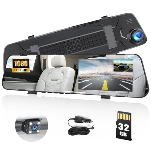 Mirror Dash Cam for Cars,4.5" Rear View Mirror 1080P Front and Rear View Dual Cameras,Super Night Vision,Parking Assistance,G-Sensor,24H Parking Monitor, Waterproof Backup Camera Free 32GB Card