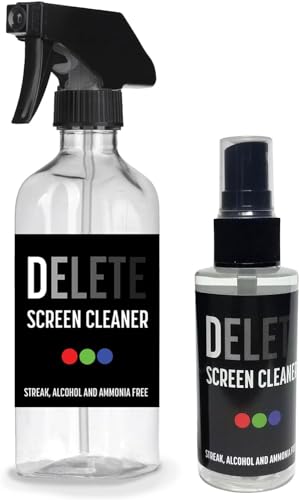Delete Screen Cleaner Spray Kit 16oz & 2oz Bottle, 12"x12" Microfiber Cloth - style: 2 Pack, 16oz and 2oz