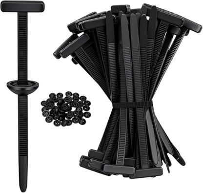 Nylon Universal Cable Tie Buckle T-Shaped,Plastic Rivets Self-Locking Nylon Zip Ties Holder for Car Daily Repair Bumper Clips, Repairing Car Fenders Trunk Bumpers Automotive