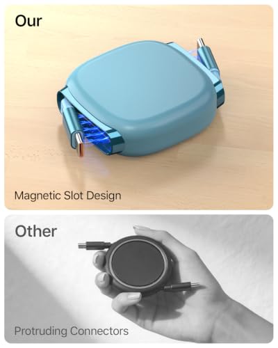 240W Retractable USB C Cable with Mag Sanp Slot,3.3ft,Ocean Blue - color: Ocean Blue, size: 3.3ft-1Pack