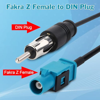 Radio Car Antenna Cable 6 Inch Universal Vehicle Car Stereo FM AM Radio Antenna Adapter Cable Fakra Z Male to DIN Plug Connector Cable for Car Stereo Audio HD Radio Head Unit - color: Male-Plug/6‘/15CM