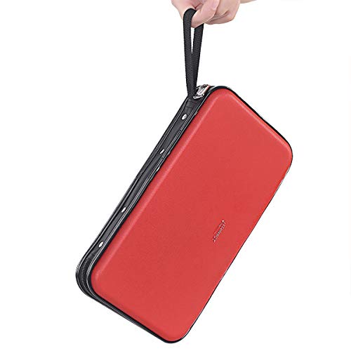 CD DVD Case, 72 Capacity Heavy Duty Wallet, DVD CD Case Holder for Car, Hard Shell Sturdy case, CD Disk Holder, DVD disc Binder, Booklet, Protective Blu-ray Wallet (72 Capacity,Red) - color: Red