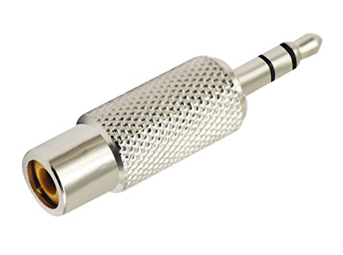 RCA to 3.5MM Audio Adapter Metal 3.5mm (1/8 Inch) Stereo Plug Male to RCA Female Jack Adaptor Connector(Silver)(2 Packs, 3-Pole) - color: 2 Packs, 3-Pole