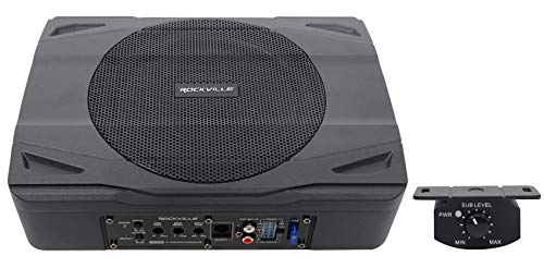 Rockville SS8P 8" Powered Under-Seat Car Subwoofer with RWK10 Amp Kit